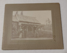 Vintage Cabinet Card People outside a Cabin. Vacation Rockies 1890's picture