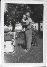 Man Holding Baby Photograph 1940s Outdoors Trees 3 1/4 x 4 1/2 picture