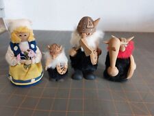 Wooden VIKING Tomte Warrior Lot Shield Figurine Made in Sweden picture