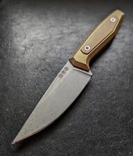 Daily Knives AK1 Stonewashed Drop Point Fixed Blade Alumi-bronze & Micarta Inlay picture