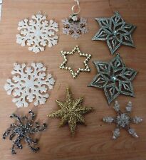 Lot of 9 Large Vintage Christmas Snowflake Star Ornaments picture