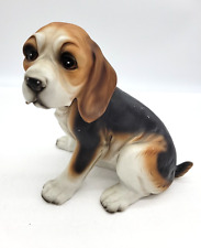 Vintage Ceramic Sitting Beagle Puppy Dog Statue Figure with Sad Eyes 6” Japan picture