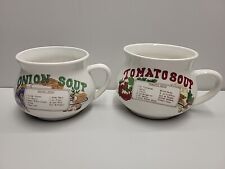 Set of 2 Vintage Tomato And Onion Soup Recipe Mugs Collectible Cups With Handle picture
