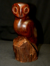 Vintage Very Heavy Hand Carved Desert Iron Wood Owl Figurine 9.5