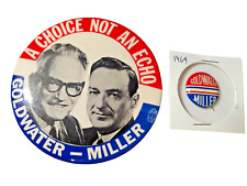 1964 Goldwater Miller 2- US Presidential campaign buttons pins pinbacks Vintage picture