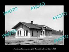 OLD LARGE HISTORIC PHOTO OF FRONTENAC KANSAS THE SANTA FE RAILROAD DEPOT c1950 picture