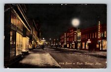 Billings MT-Montana, 28th Street At Night, Light & Power, Vintage Postcard picture