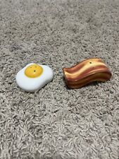 HTF Pioneer Woman Salt & Pepper Shaker Set Bacon & Eggs WITH BOTH STOPPERS picture