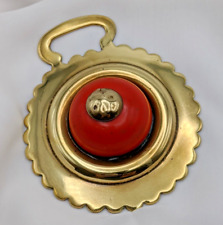 Brass Horse Medallion Antique Porcelain Pot Red Ceramic Show Parade Harness picture