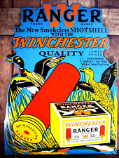 WINCHESTER RANGER SHOTSHELL 12 GA. PORCELAIN COLLECTIBLE, RUSTIC, ADVERTISING picture