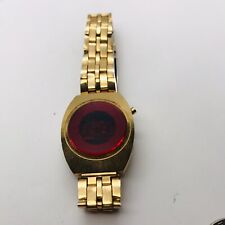 VINTAGE RED GLASS FACE CRYSTAL WATCH UNTESTED VINTAGE 1980s picture