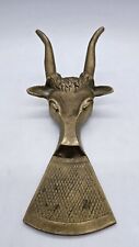 Vintage Solid Brass Boot Jack BULL Head Horns Pull Steer Longhorn Western Decor picture