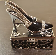 Luxurious Jere Wright Black Enamel Bejeweled Heel Shoe Trinket Box picture