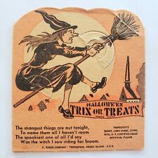 Vintage Halloween Sucker Card Broomed Witch By E Rosen Company 1948-1950's picture