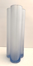 Balos Glass Vase Blue Satin Frosted Mouth Blown  3 Rounded Sides Original Label picture