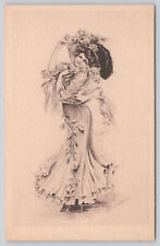Postcard Elegant Woman Drawing Portrait B.E. Huntley Early 1900's Unposted (415) picture