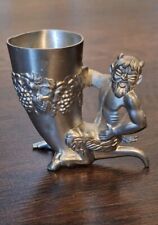 Vintage Antique Rare Shot Glass Cup Mythological God Faun Satyr FIGURAL Pan  picture