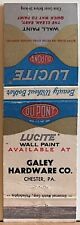 Galey Hardware Co Chester PA Pennsylvania Lucite Wall Paint Matchbook Cover picture