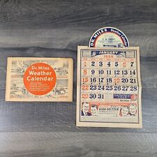 Original Vintage 1939 Dr. Miles Weather Calendar - Includes Hanger & Envelope picture