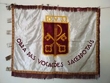 antique rare Portuguese silk hand embroidery flag or banner duable sided 810 picture