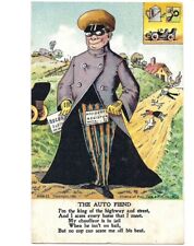 c1905 The Auto Fiend Funny Old Car Automobile Murderer Funny Comic UDB Postcard picture