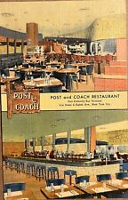 New York City Post Coach Restaurant Diner Postcard c1950 picture