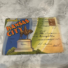 Greater Kansas City Missouri Souvenir Postcard Folder 1.5 cent Stamp 1943 Vtg picture