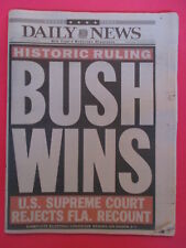 GEORGE BUSH WINS ELECTION NEW YORK DAILY NEWS FULL NEWSPAPER 12/13/2000 AROD picture
