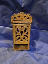 Vintage Cast Iron Hanging Wall Mounted Match Stick Box Safe Toothpick Holder  picture