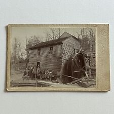 Antique Cabinet Card Group Photograph Water Mill Working Men Horse Wonderful picture
