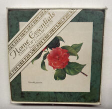 4 Home Essentials Table Top Collection Coasters Green Pink Flower NEW Sealed picture