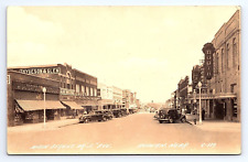 Postcard RPPC Auburn Nebraska NE Main Street 1940s Drug Store Fountain Old Cars picture