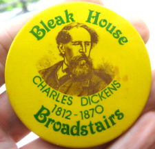 CHARLES DICKENS BLEAK HOUSE BROADSTAIRS vintage 1970s promotional pin BADGE picture