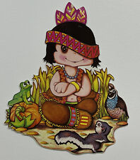 Thanksgiving Beistle Decoration American Indian Die Cut 1978 ADORABLE Kitschy picture