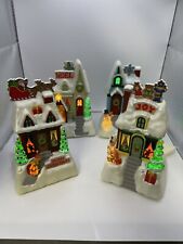4 Hallmark Keepsake Caroling Cottages 2009 Musical Light Up Christmas Village picture