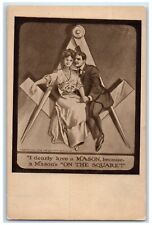 c1910's Mason's On The Square Couple Romance Masonic Ullman Antique Postcard picture