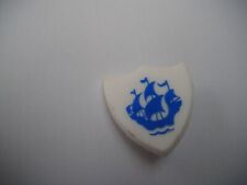 Vintage BLUE PETER ship BBC TV Television plastic white blue pin badge picture