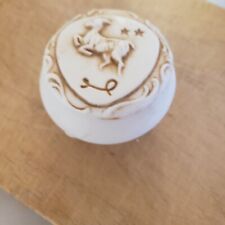 Vintage Zodiac Sign Porcelain Trinket Box Footed 1982Celestial Galaxy Stars... picture