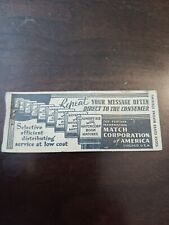 Vintage Matchbook Cover Matchcover Match Corporation Of America Chicago IL picture