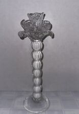 Vintage Handblown Crystal Glass Flower Lily Candle Holder Cased Bubble Tower picture