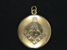 ANTIQUE VICTORIAN  SOLID 10K GOLD MASONIC LOCKET w/ 0.5 TCW OLD CUT DIAMONDS picture