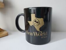 1988 Sea World Of Texas Shamu Vintage Drink Coffee Mug Souvenir Black & Gold picture
