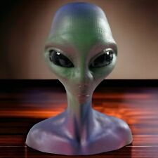 Alien Head Replica Bust, UFO Pilot, Hand Painted, Abductee Rendered, 14 Inch picture