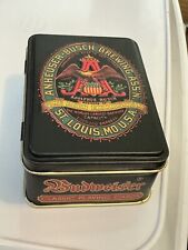 Anheuser Busch-Budweiser-2 Decks of Sealed Vintage Playing Cards in Original Tin picture