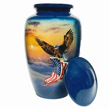 Patriotic Memorial: Eagle USA Flag Cremation Urn for Human Ashes with Velvet Bag picture
