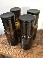 4 Piece Lot Of Pigeon Poodle Speckled Amber Glass Decanters/containers  picture