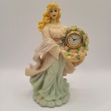 Vintage Pastel Angel Figurine Holding Flowers And Clock *No Wings* picture