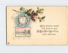 Postcard New Year Greeting Card with Poem and New Year Embossed Art Print picture