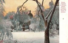 Vintage Postcard Boston Common Winter Brewer Fountain State House Massachusetts picture