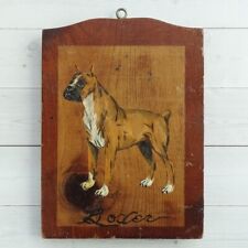 Vintage Manchester Wood Vermont Wall Art Plaque BOXER Dog Oil Painting 5x7 picture